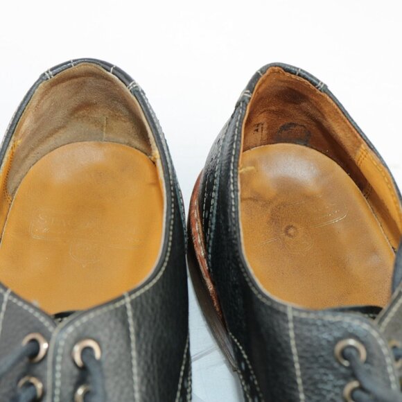 Stacy Adams Mens Oxford Size 9.5 D Black Leather Wingtip Brogue Derby Dress Shoe - Picture 9 of 12